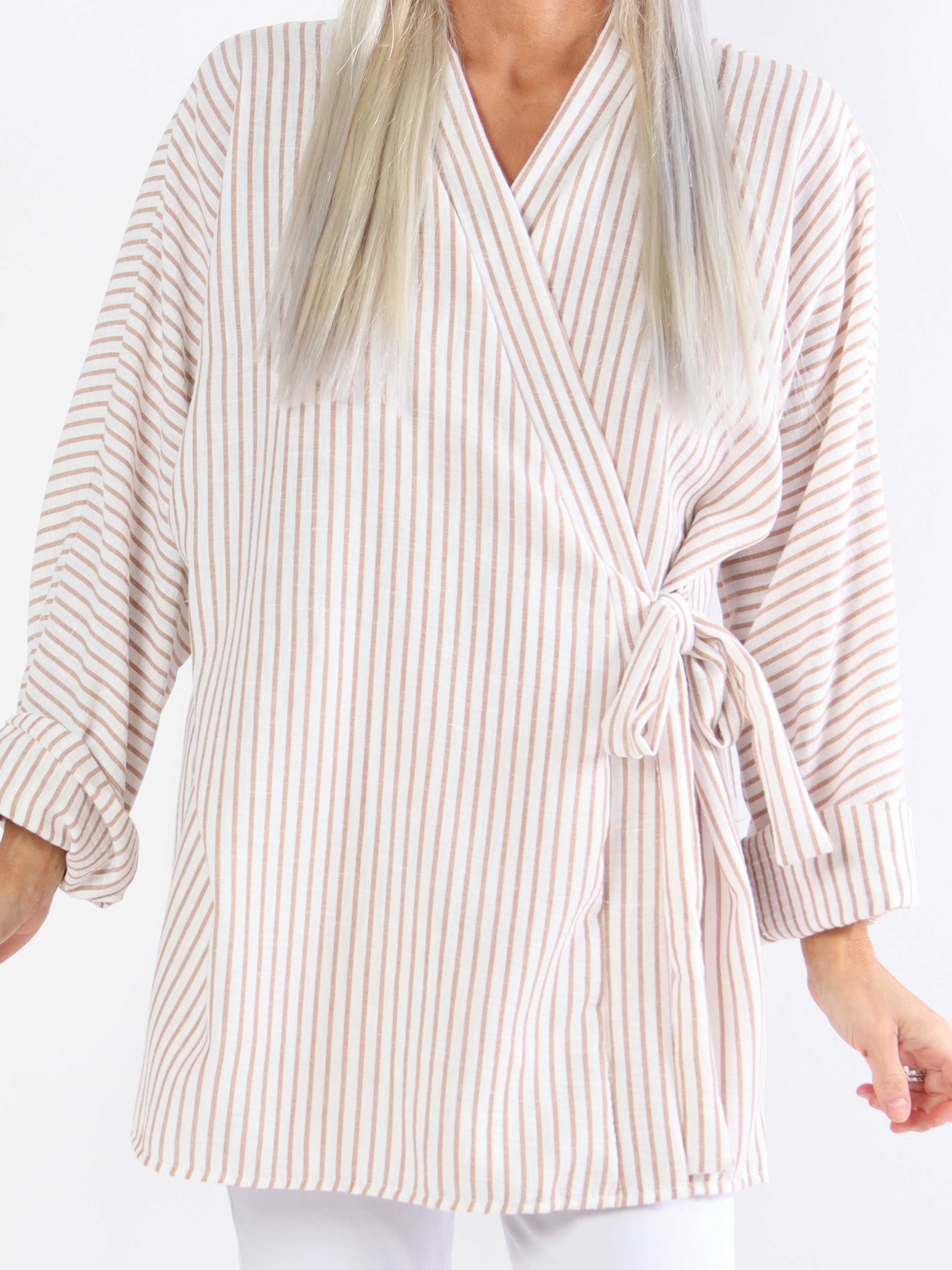 Sarah Stripe - Sød stribet plus size slå-om tunika